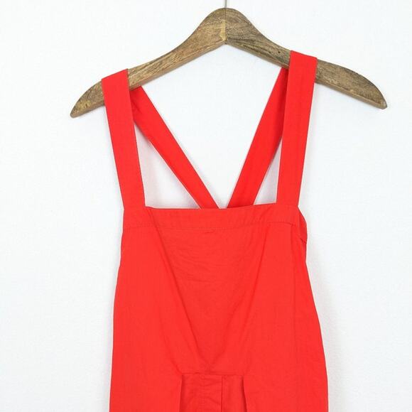 Proenza Schouler White Label Red Orange The Poplin Apron Dress Size 0 - Picture 4 of 9
